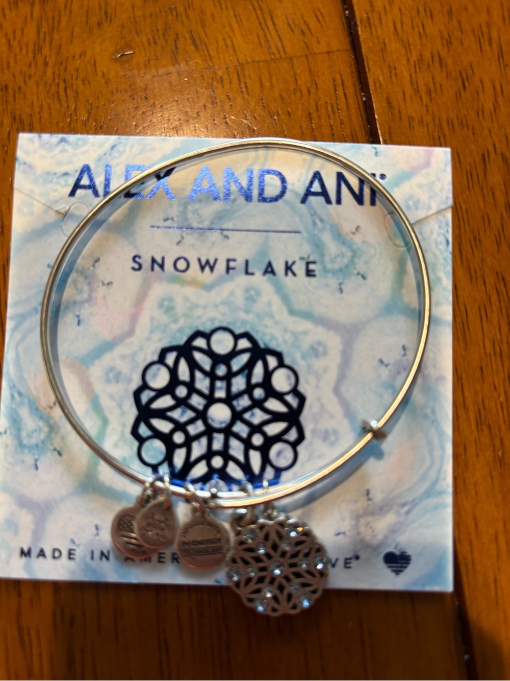 Alex and Ani Silver Snowflake Charm Expandable Bangle